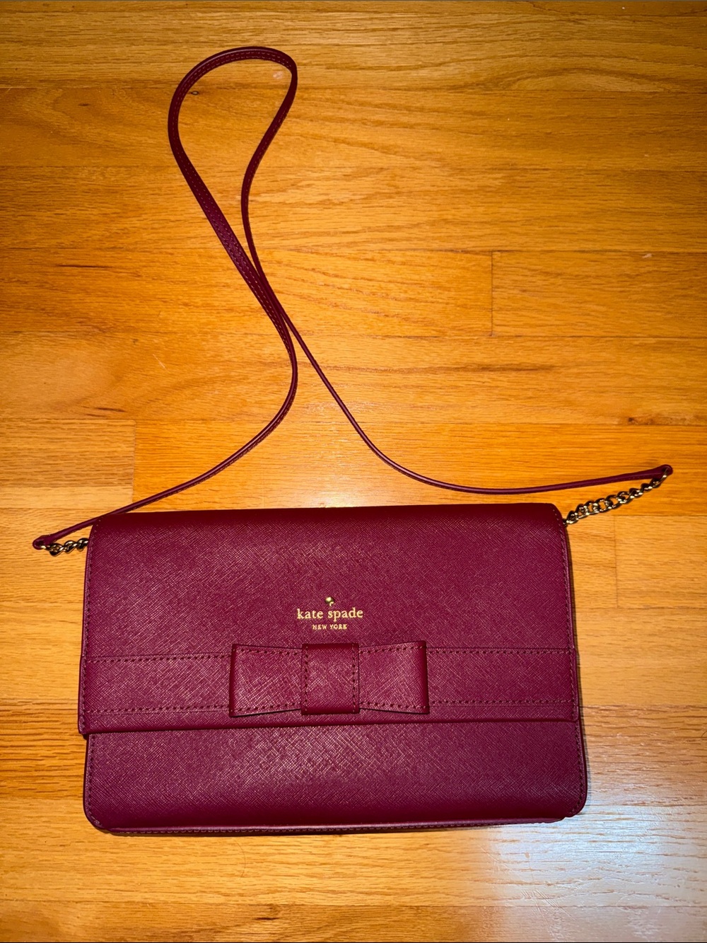NWOT Kate Spade Red Saffiano Leather Bow Flap Shoulder Bag